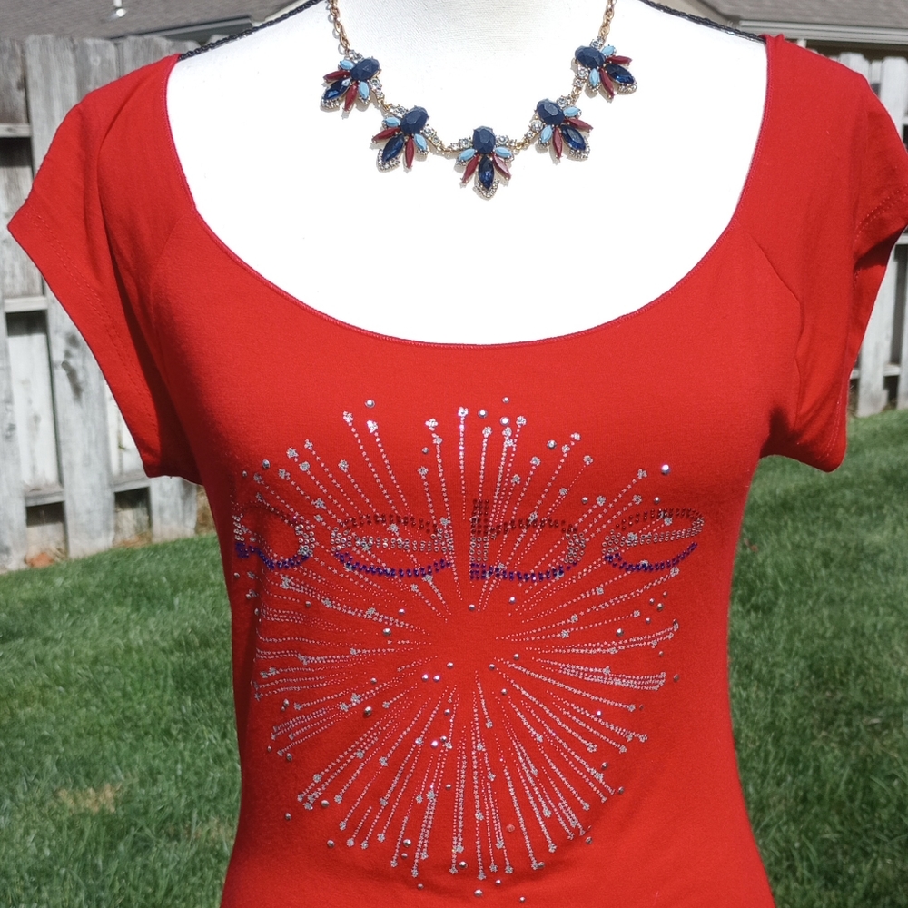 Bebe Red White & Blue 4th of July Fireworks Shirt